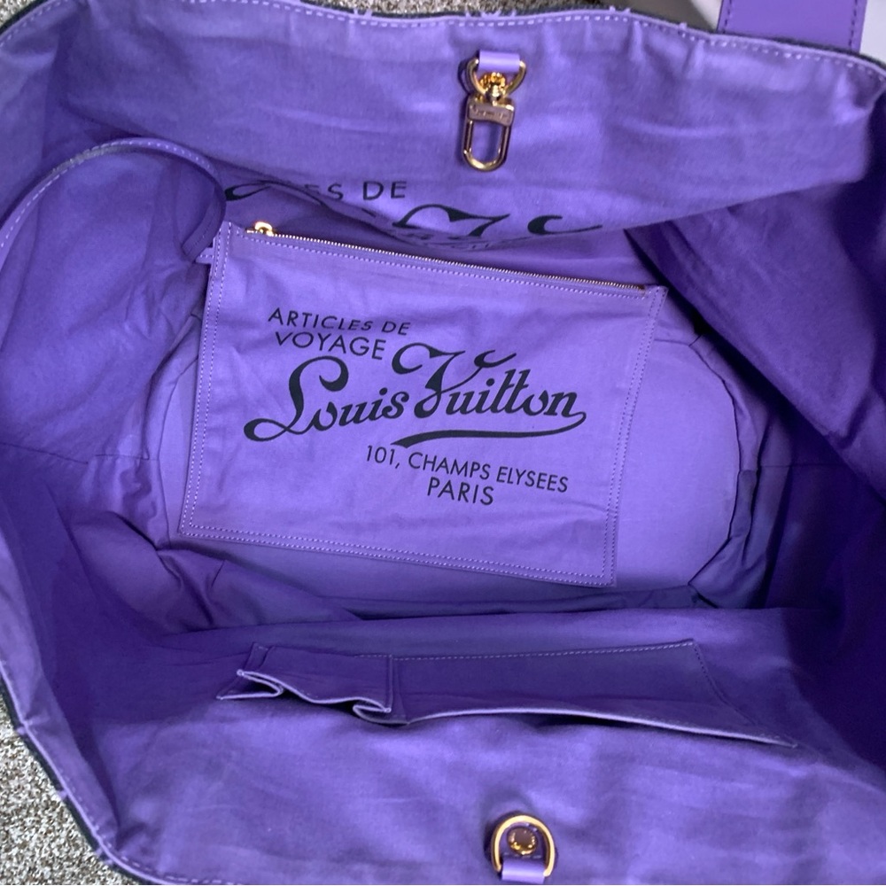 Louis Vuitton Limited Edition Purple Navy Canvas Cabas Ipanema GM Bag W Pouch - Picture 15 of 16